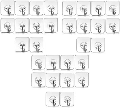 Mahek Accessories Self Adhesive Wall Hooks, Heavy Duty Sticky Hooks for Hanging Hook 30  (Pack of 1)